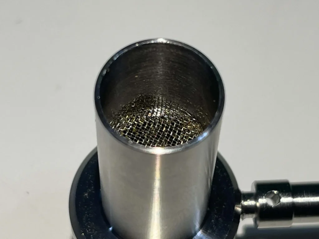 Top down, inside view of the bowl on the Tinymight 2 glass water pipe adapter.