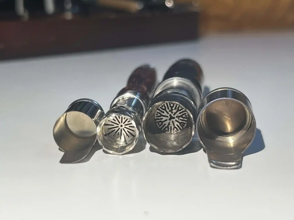 Let’s look at it from the top. Woodwynd cap and tip on the left, HyperDyn tip and cap on the right.